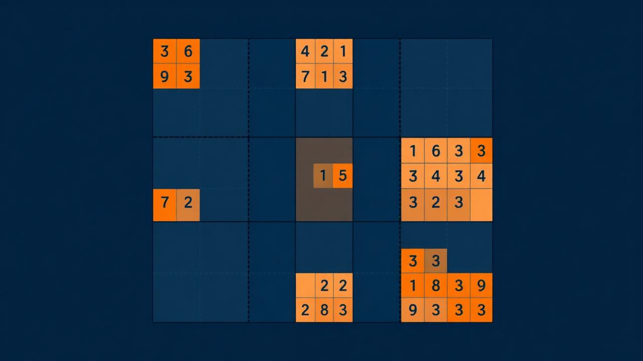 Killer Sudoku Gitter mit Käfigen und Summen