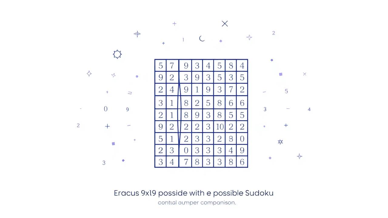 Sudoku-Gitter mit mathematischen Symbolen als Symbol für die enorme Anzahl möglicher Kombinationen