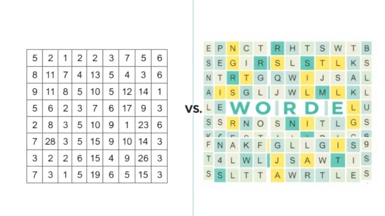 Vergleich von Sudoku-Gitter und Wordle-Wortraster