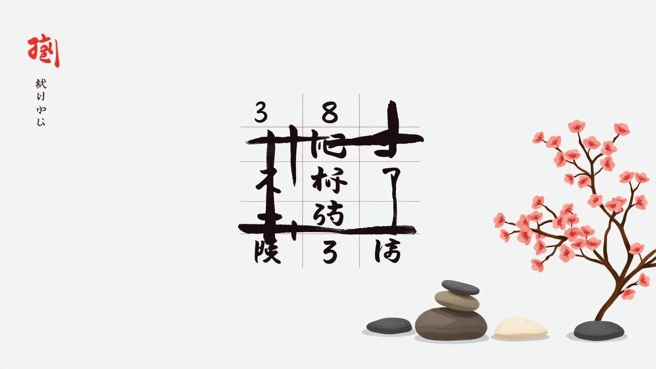 Japanische Kalligraphie und Sudoku-Grid erklären die Bedeutung des Namens